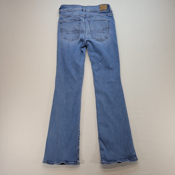 American Eagle Jeans Womens 2 Short Blue Kick Boot Mid Rise Stretch Denim - Picture 3 of 11